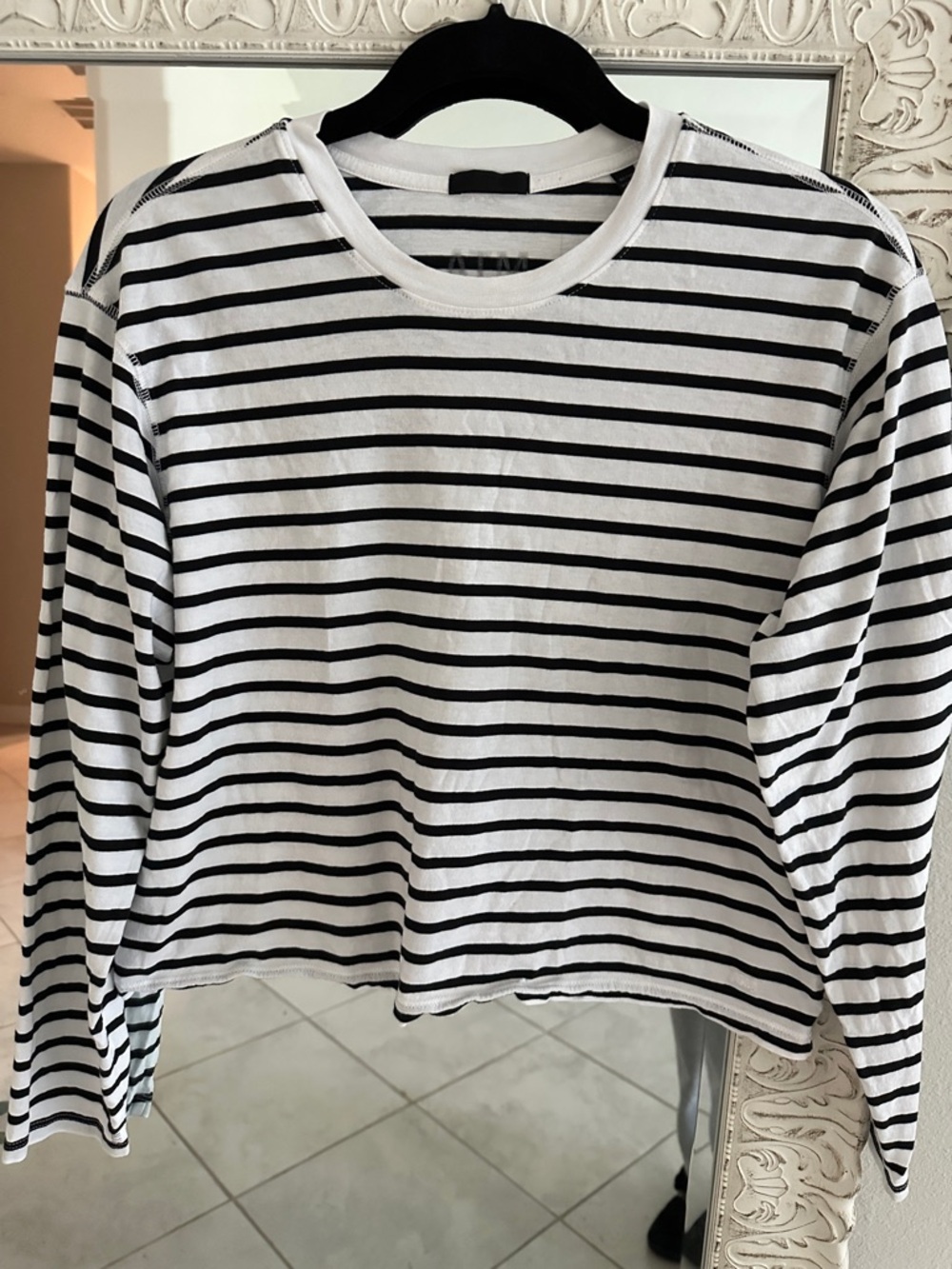 ATM Anthony Thomas Melillo Black and White Striped Long Sleeve Tee
